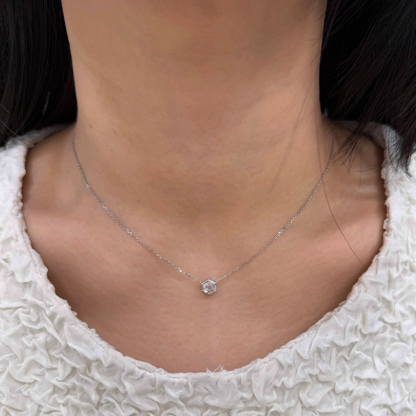 Lab diamond Hexagon 0.5ct bezel necklace