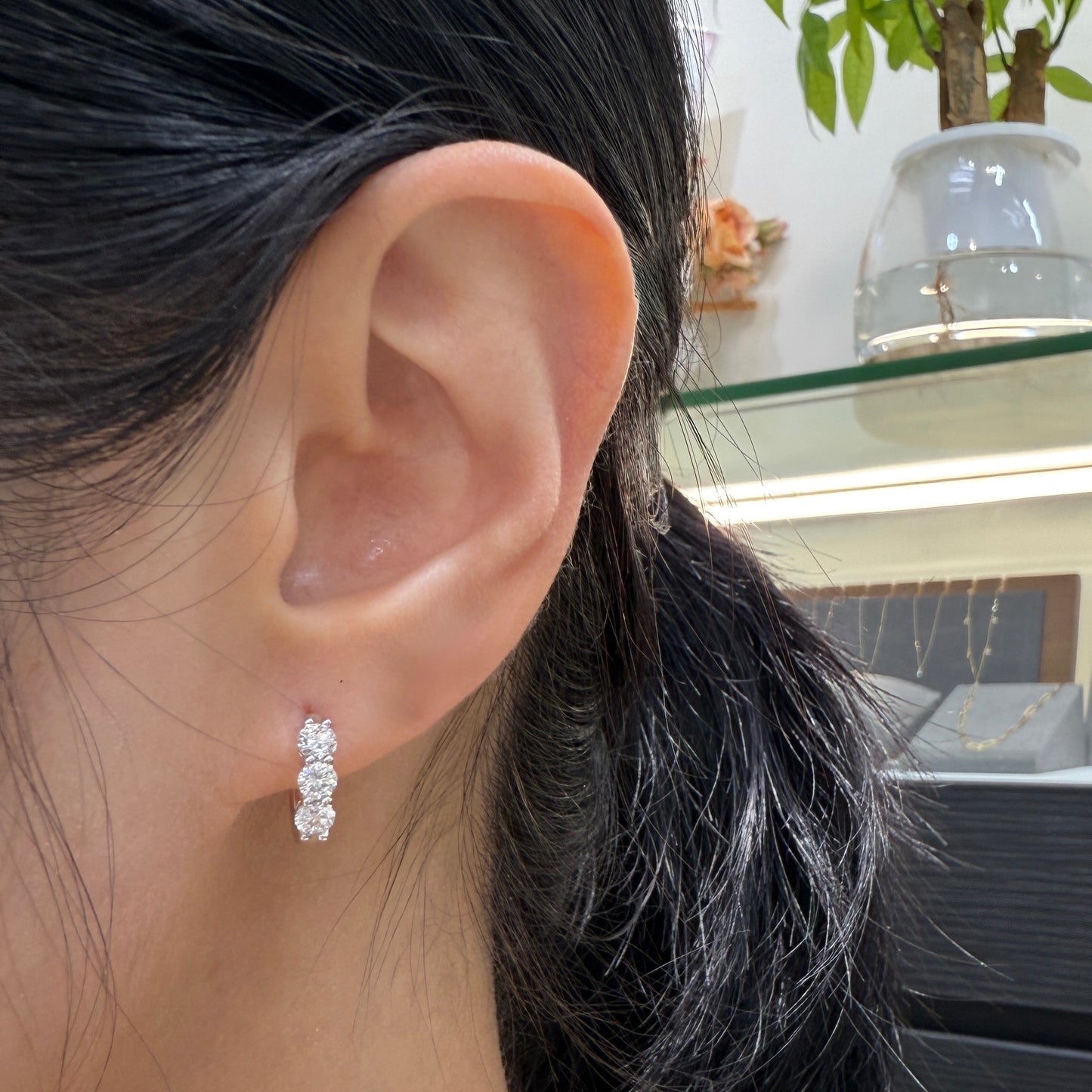 Lab diamond round 0.9ct 10mm hoop earrings-pair
