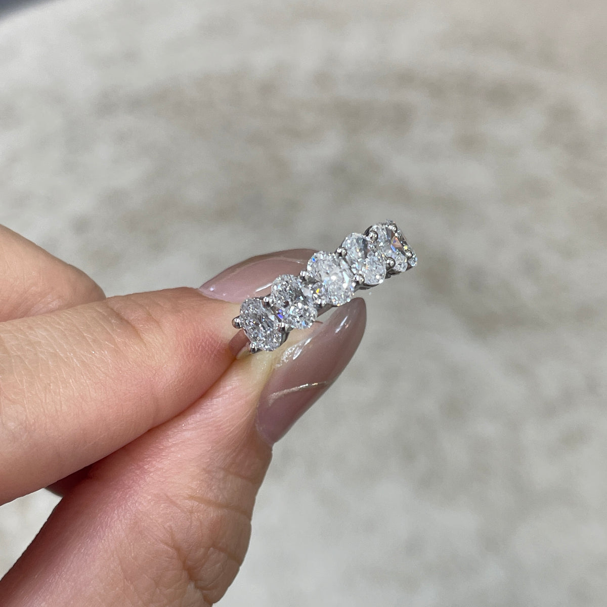 Lab diamond Oval shape 1.8ct half eternity ring