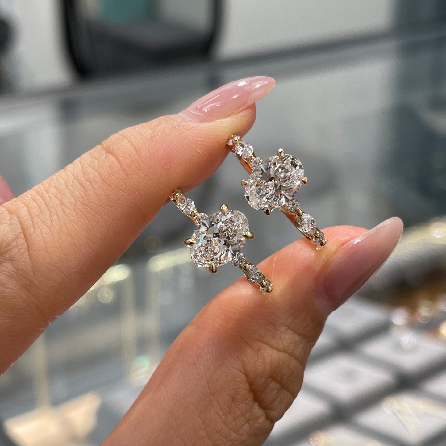IGI lab diamond Oval 1.2ct marquise round mix pave ring