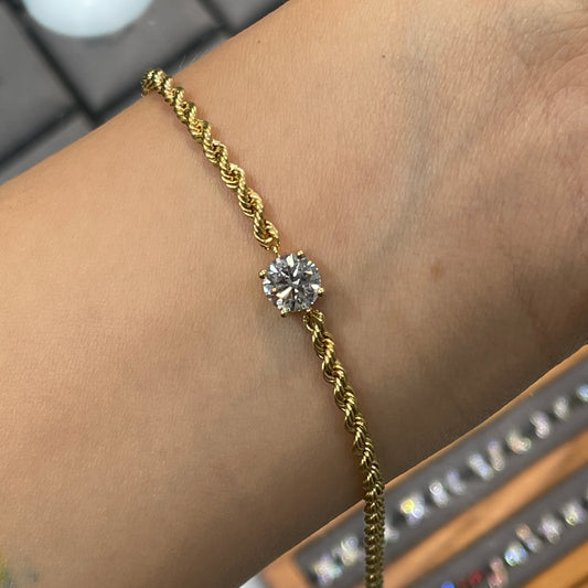 Lab diamond Round 1ct twist rope chain bracelet
