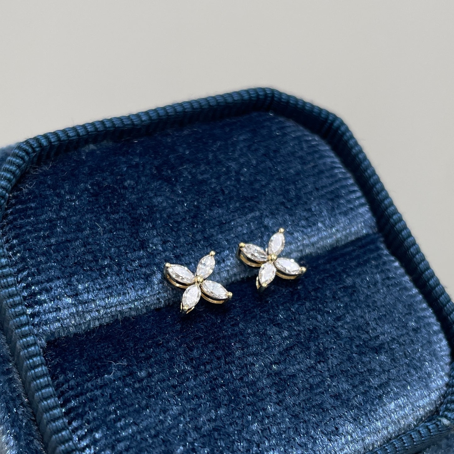 Lab diamond Marquise shape 0.24baby flower stud earrings -pair