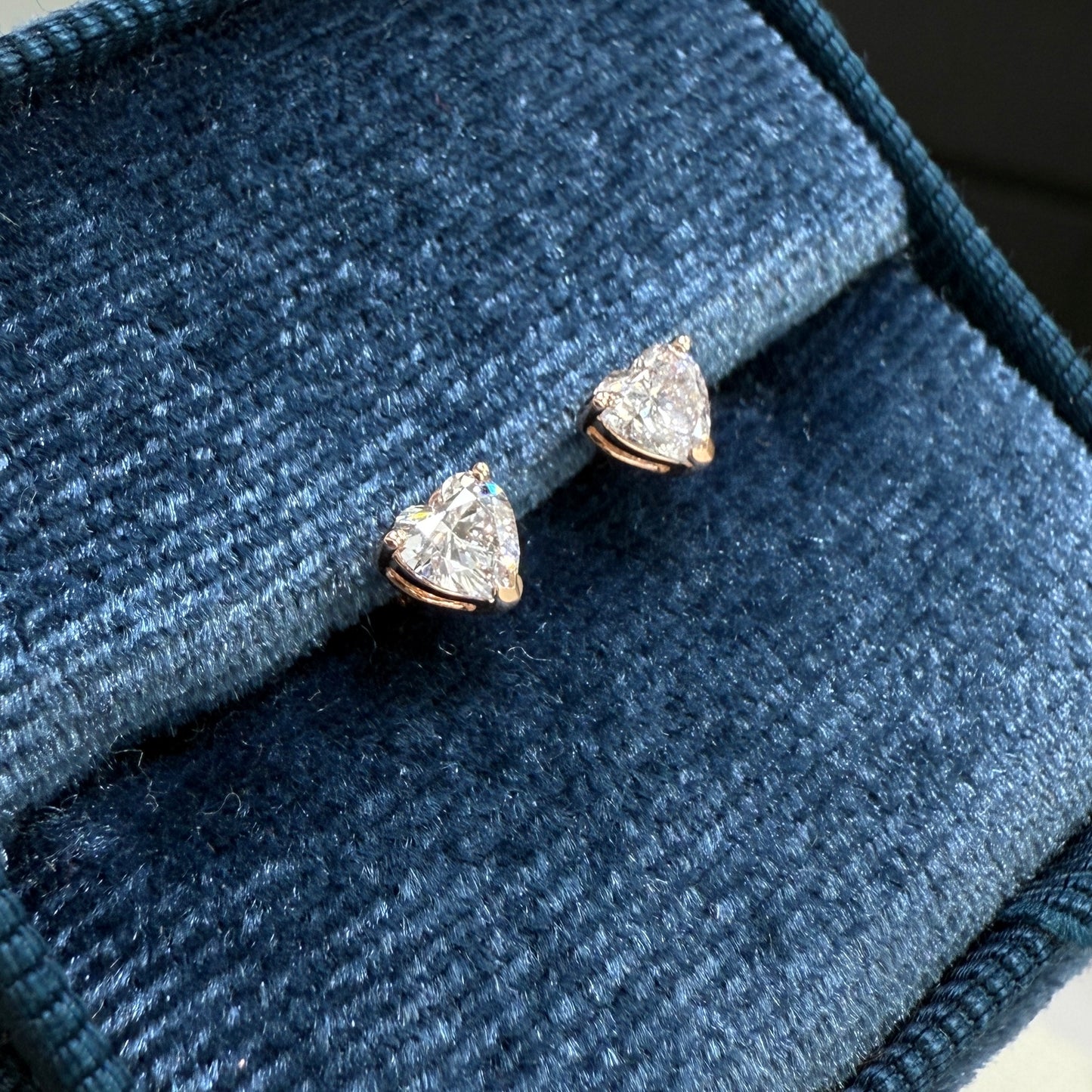 Lab Diamond Heart 0.4ct three-prong stud earrings-pair