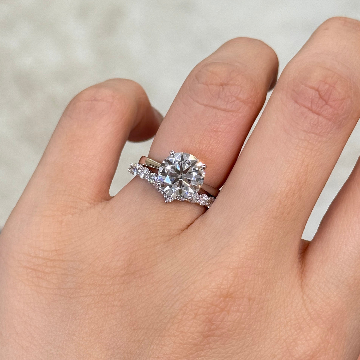 Lab diamond round 3ct classic four-prong solitaire ring