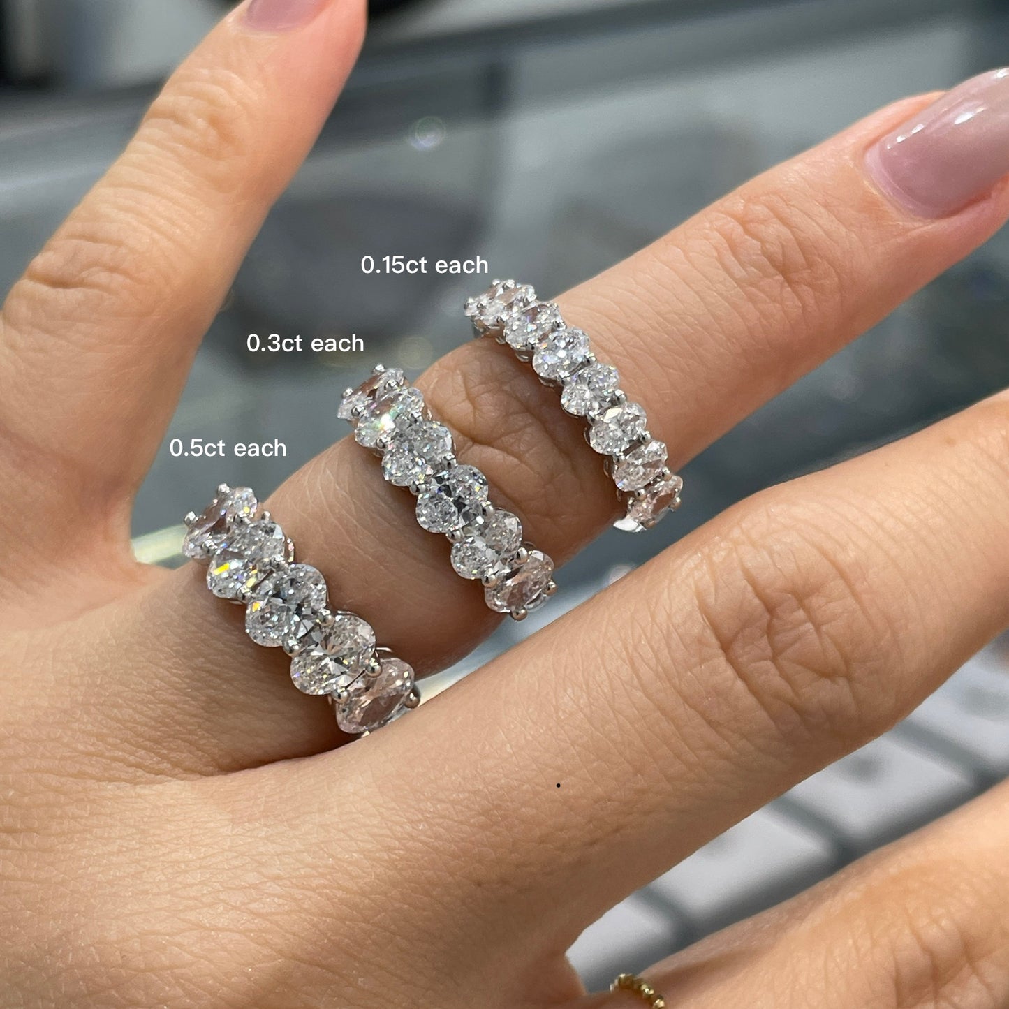 Lab diamond Oval shape 2.5ct half eternity ring