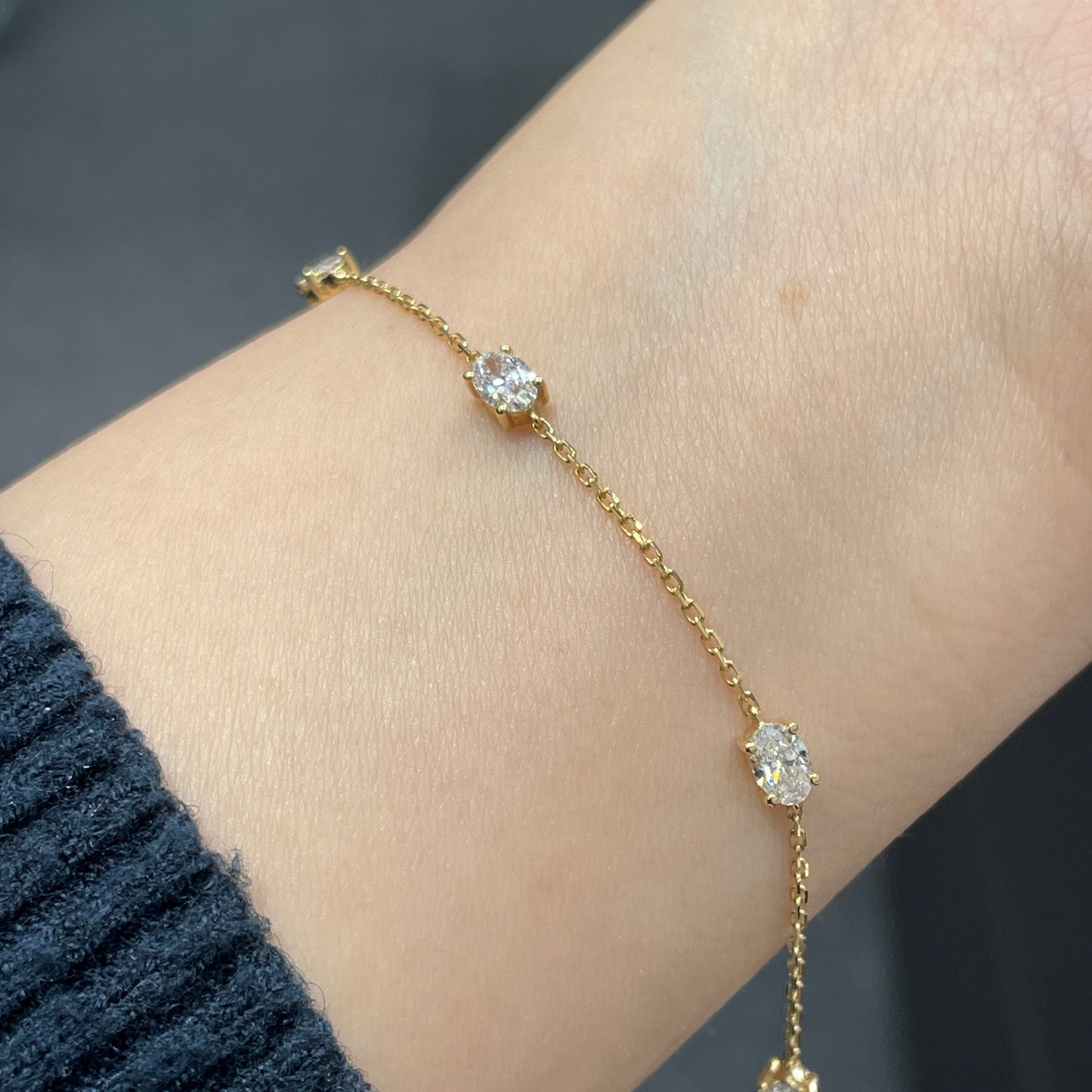 Lab diamond Oval shape 1ct five stone bracelet