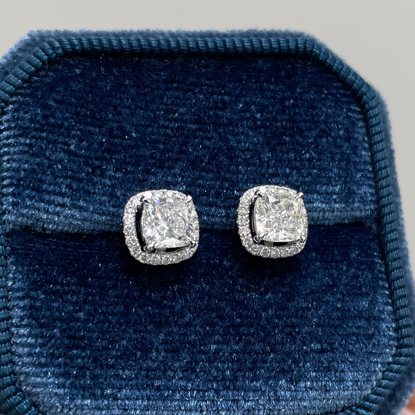 Lab diamond Cushion cut  1.6ct with removable halo jacket earrings-pair