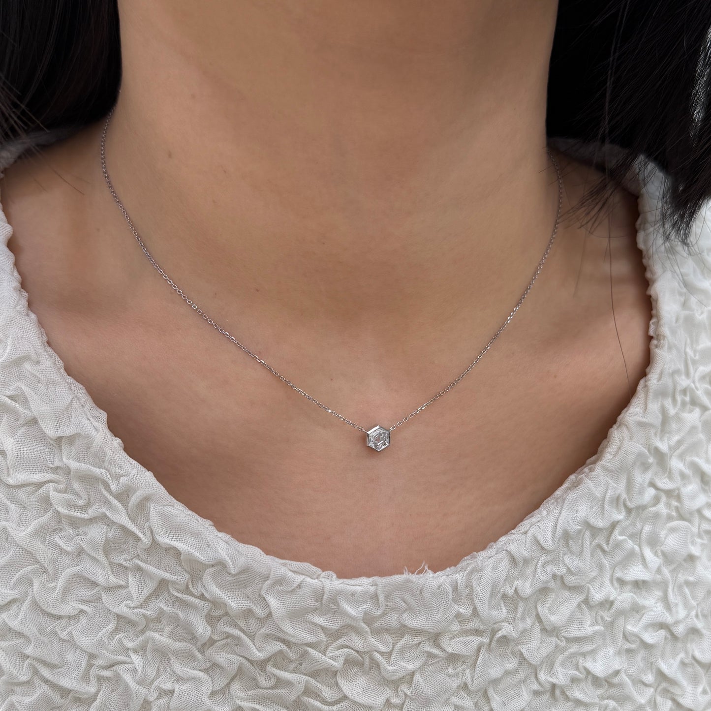 Lab diamond Hexagon 0.5ct bezel necklace