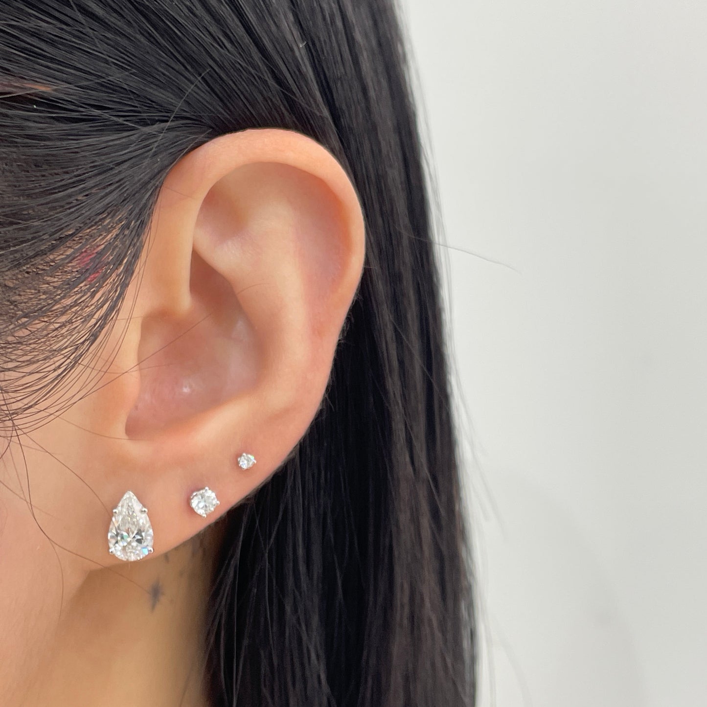 Lab diamond pear 2ct four-prong stud earrings-pair