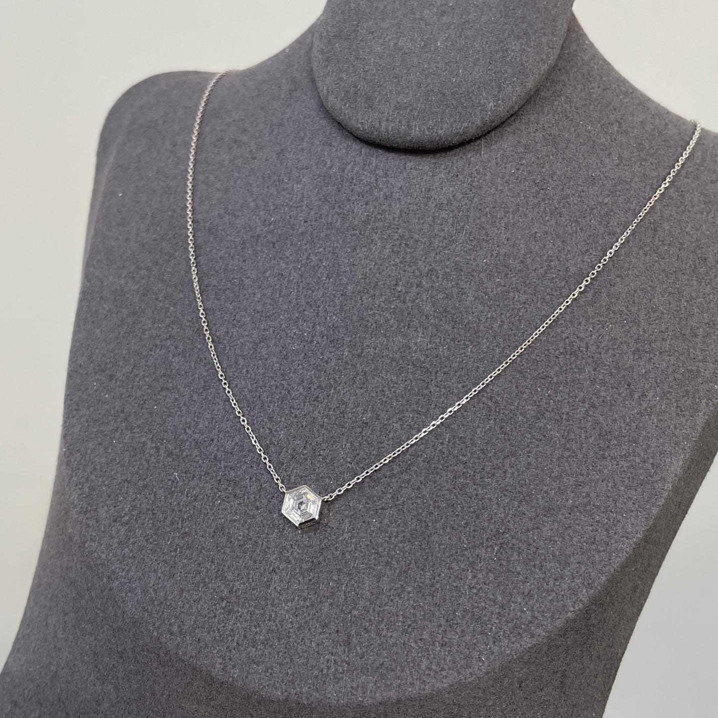 Lab diamond Hexagon 0.5ct bezel necklace