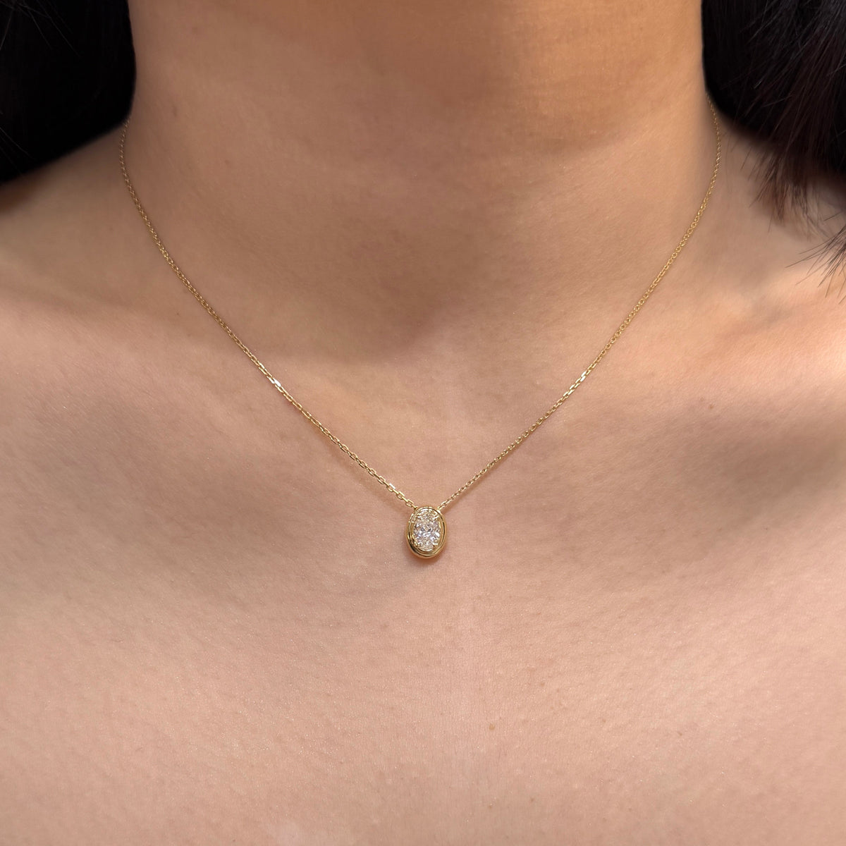 Lab diamond Oval shape 0.5ct bezel pendant