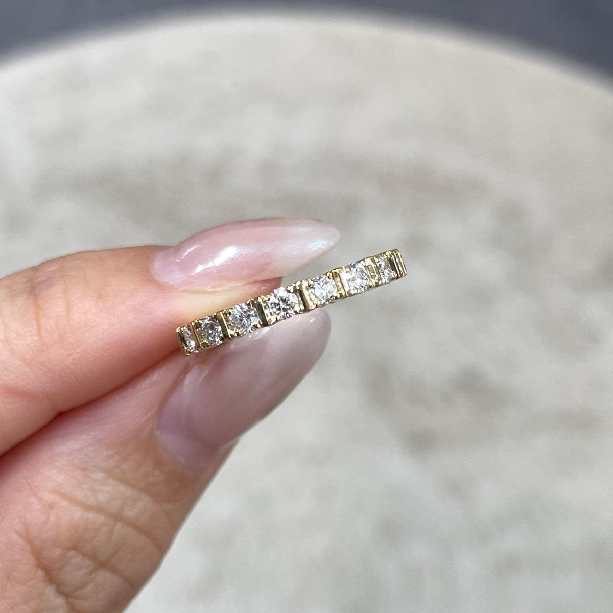 9k Lab diamond round 0.5ct bar setting half eternity vertical line ring