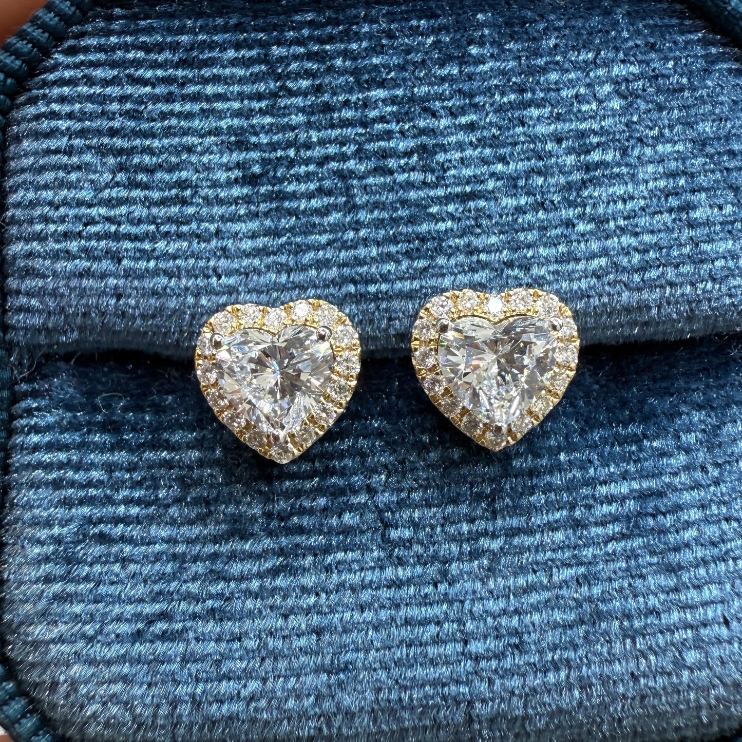 Lab diamond heart shape 1.18ct with removable halo jacket earrings-pair