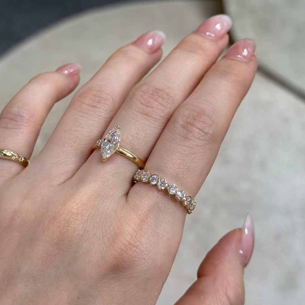 9K lab diamond round 1.6ct infinite wave full eternity ring
