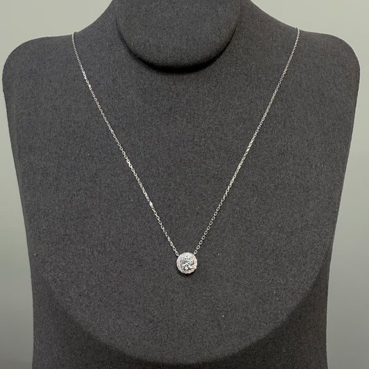 Lab diamond round 0.25ct halo necklace