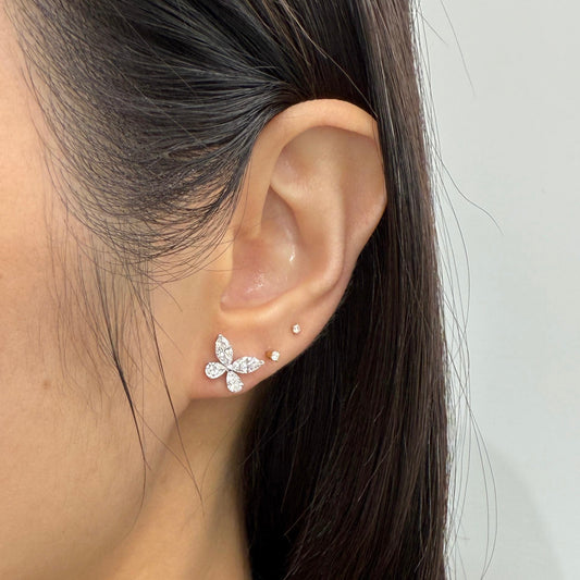 Lab diamond Marquise and Pear shape 1.6ct butterfly stud earrings-pair