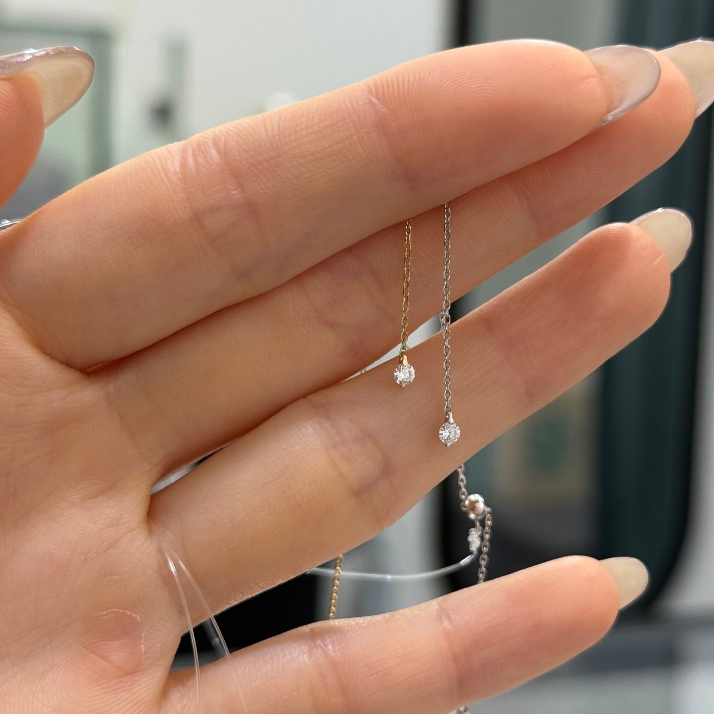Lab diamond round 0.55ct invisible fish thread necklace