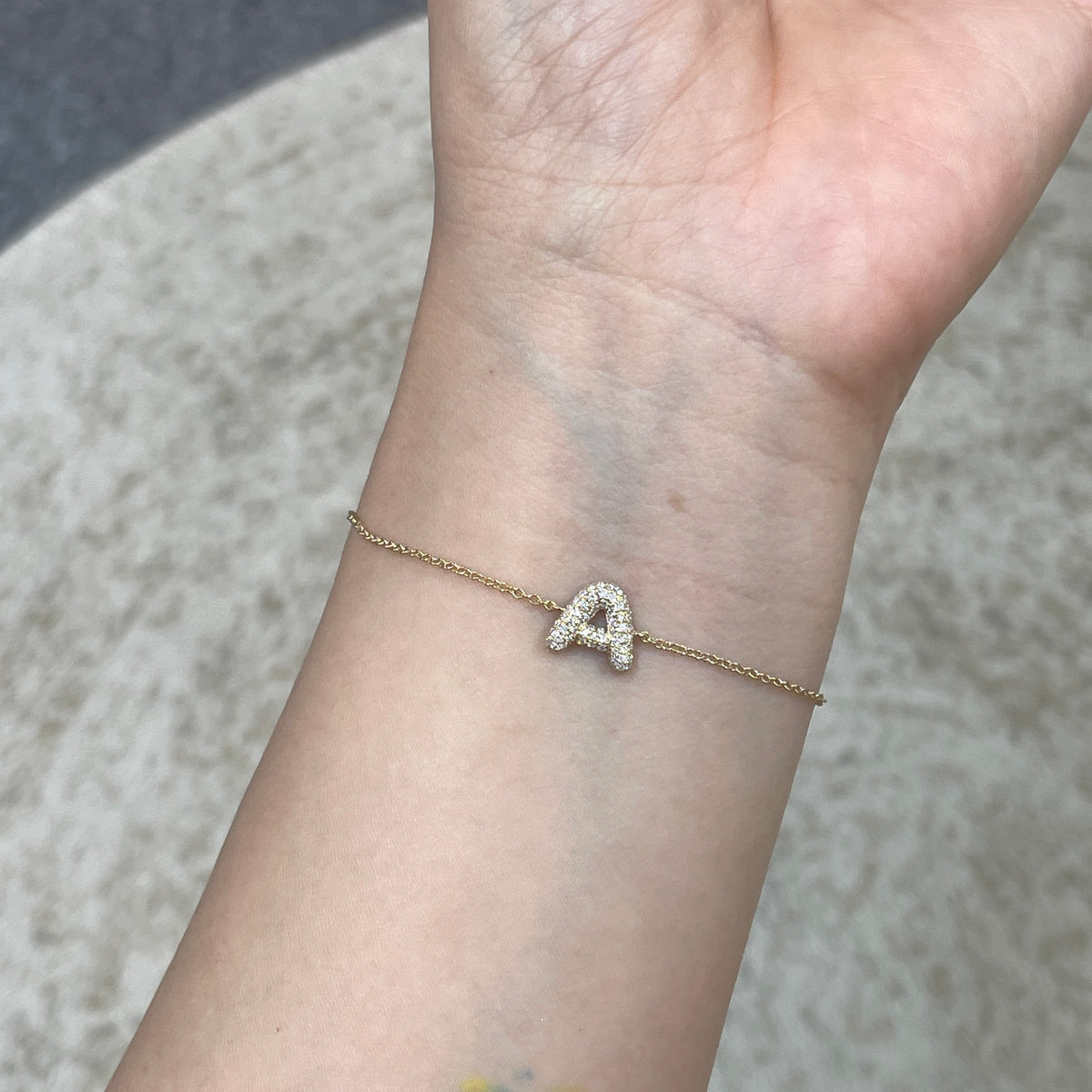 Lab diamond baby bubble initial bracelet