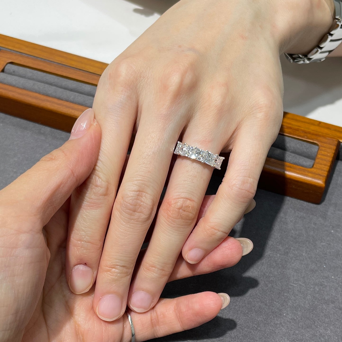 Lab Diamond princess cut 2.5ct half eternity ring