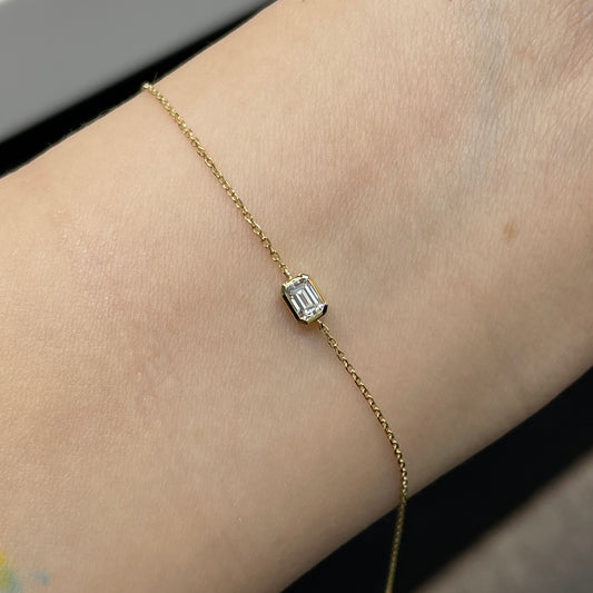Lab diamond Emerald cut 0.2ct bezel bracelet