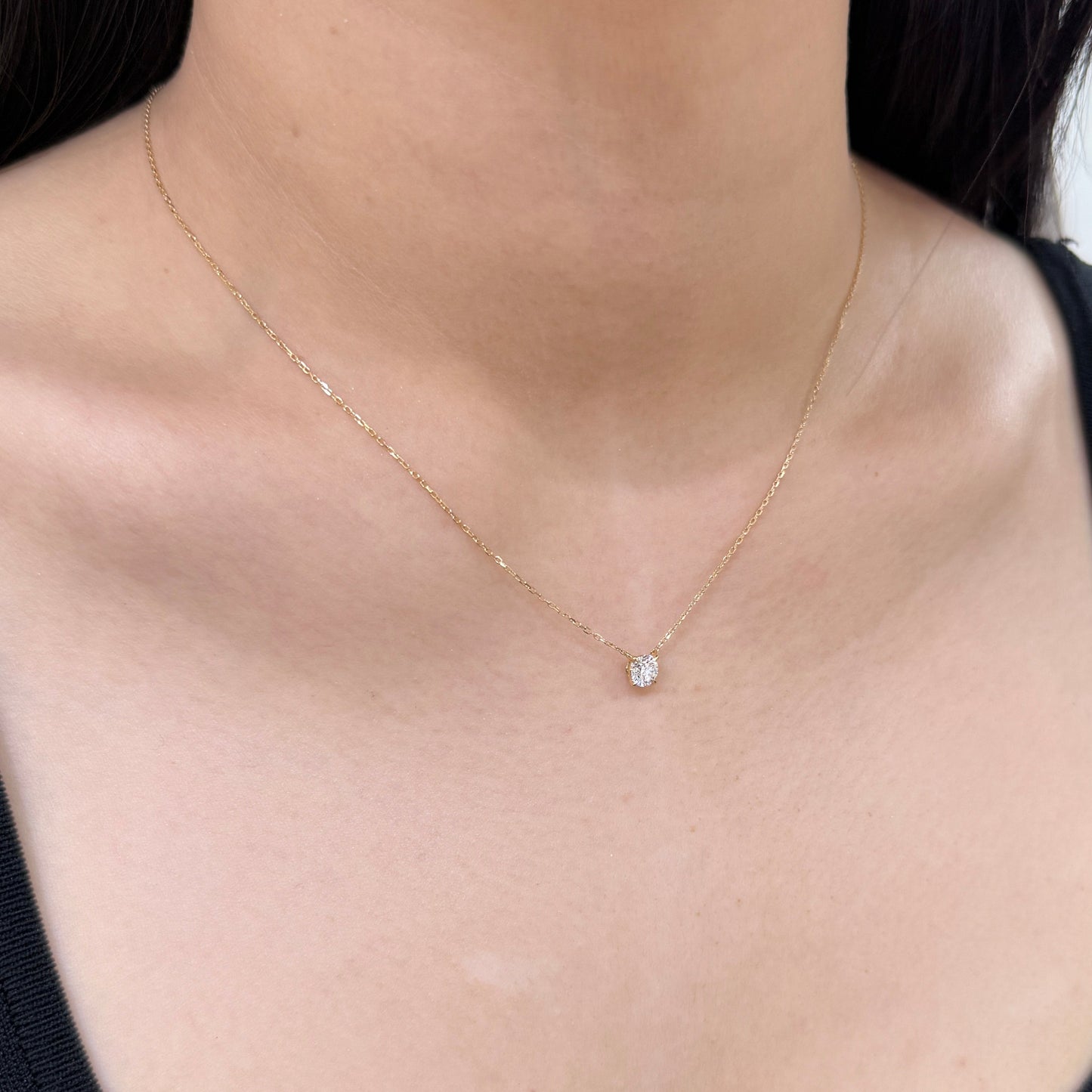 Lab diamond round 0.5ct classic four-prong necklace