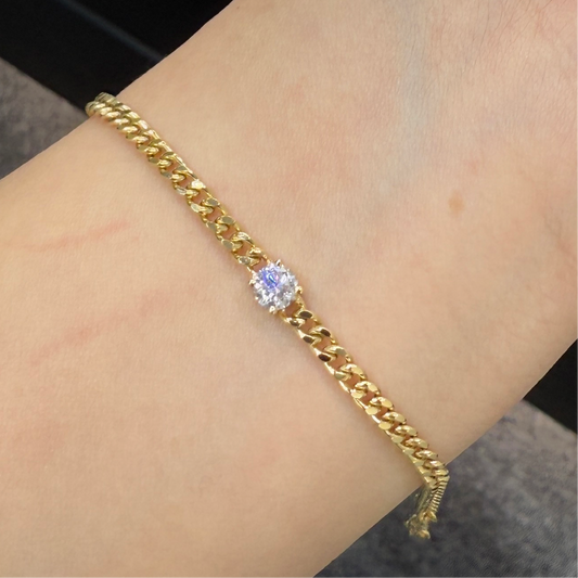 Lab diamond Round 0.5ct four-prong 3.1mm Cuban bracelet