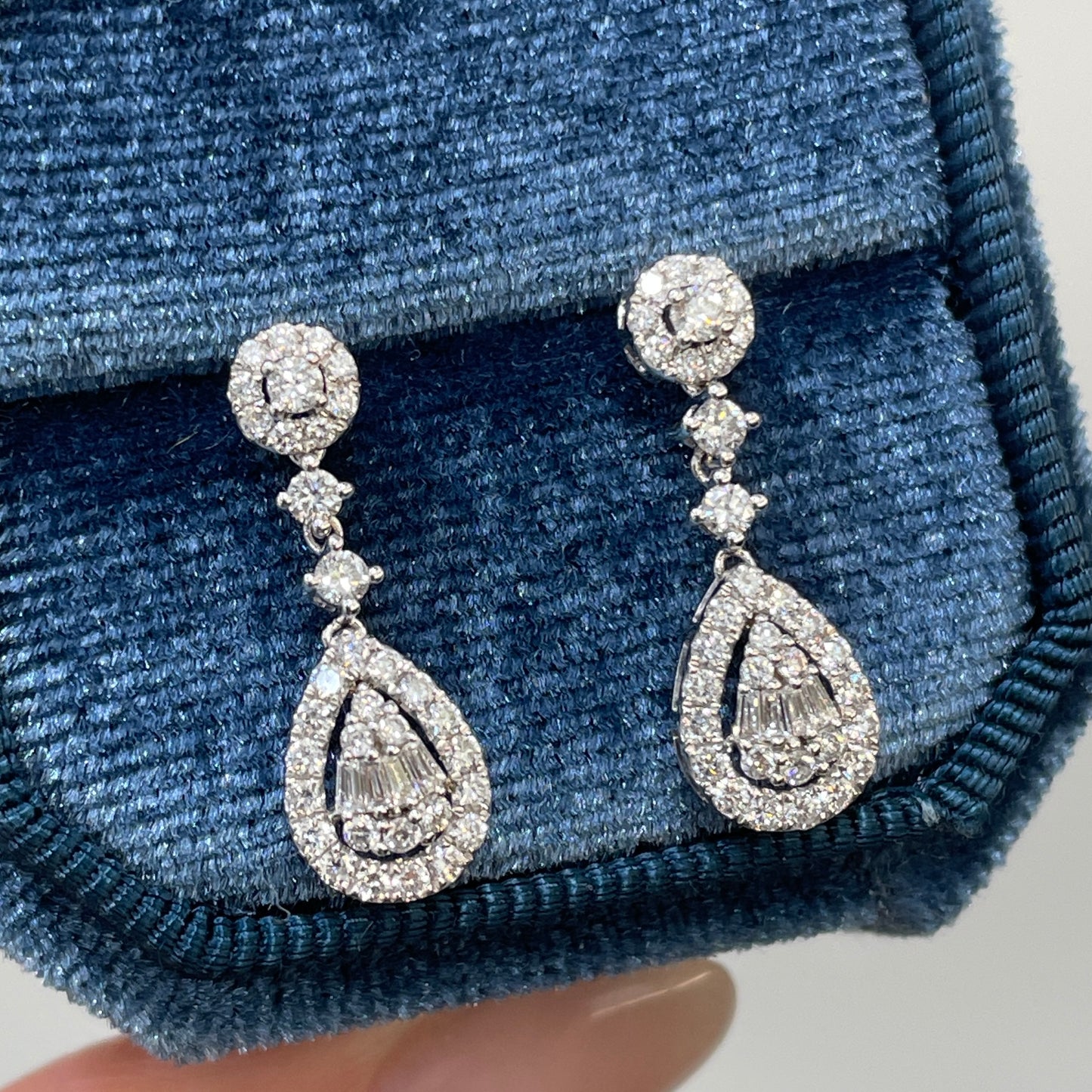 Lab diamond pear shape removable drop earrings-pair