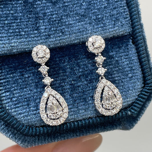 Lab diamond pear shape removable drop earrings-pair
