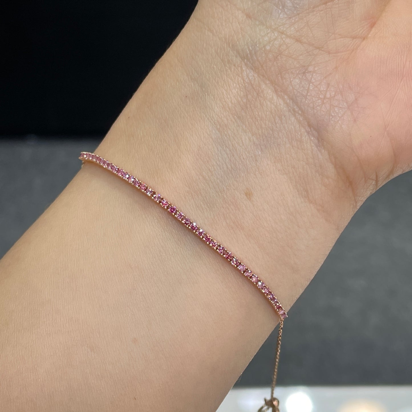 Lab pink diamond round 0.5ct half tennis bracelet