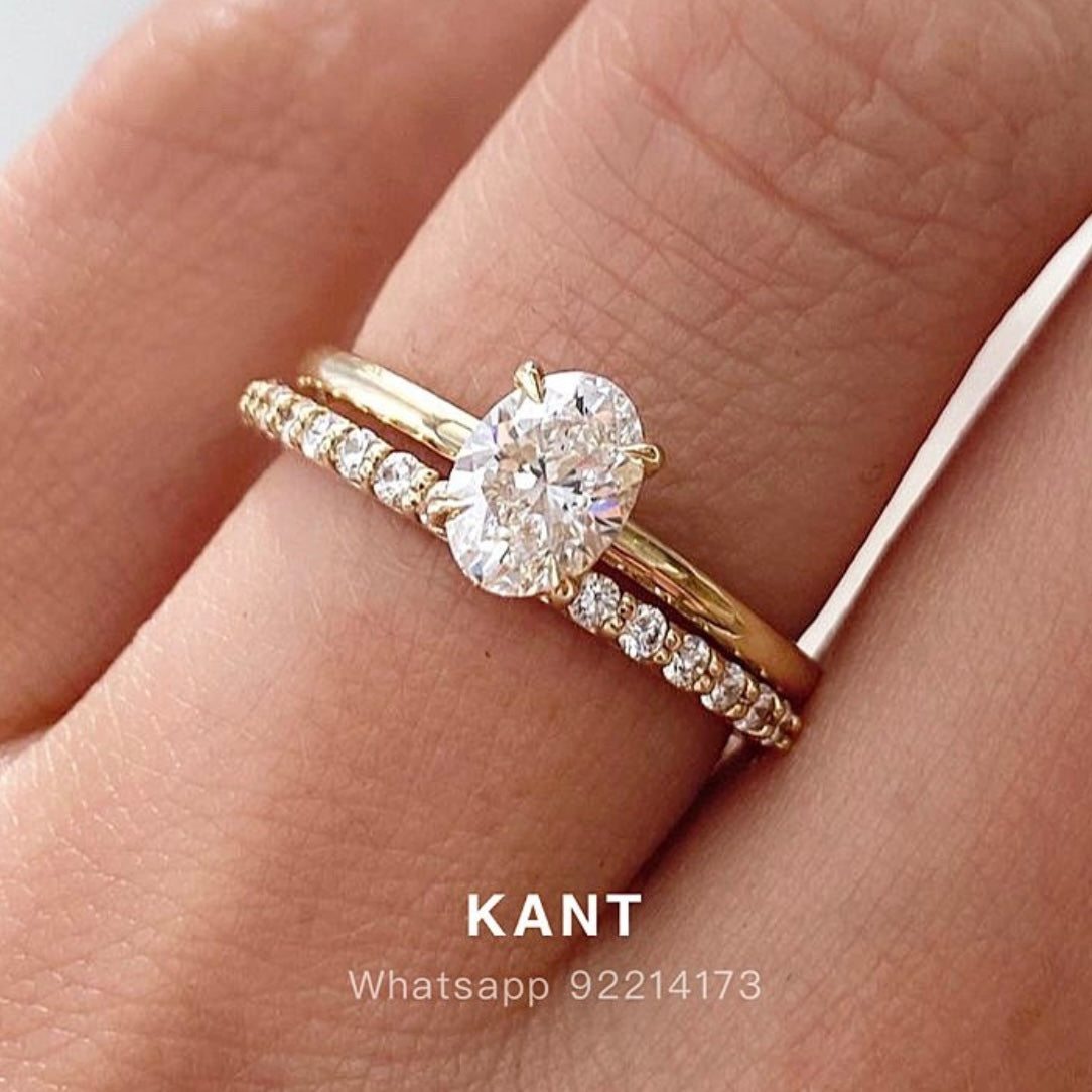 Lab diamond Oval shape 0.6ct four-prong solitaire ring