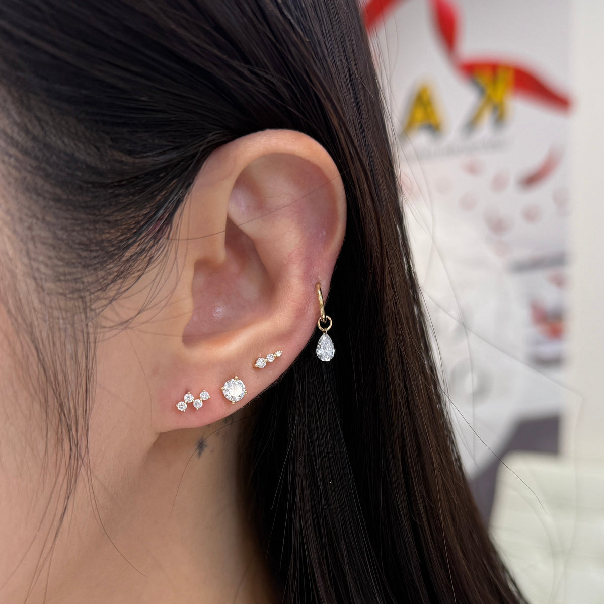 Lab diamond round 0.08ct z stud earring - each