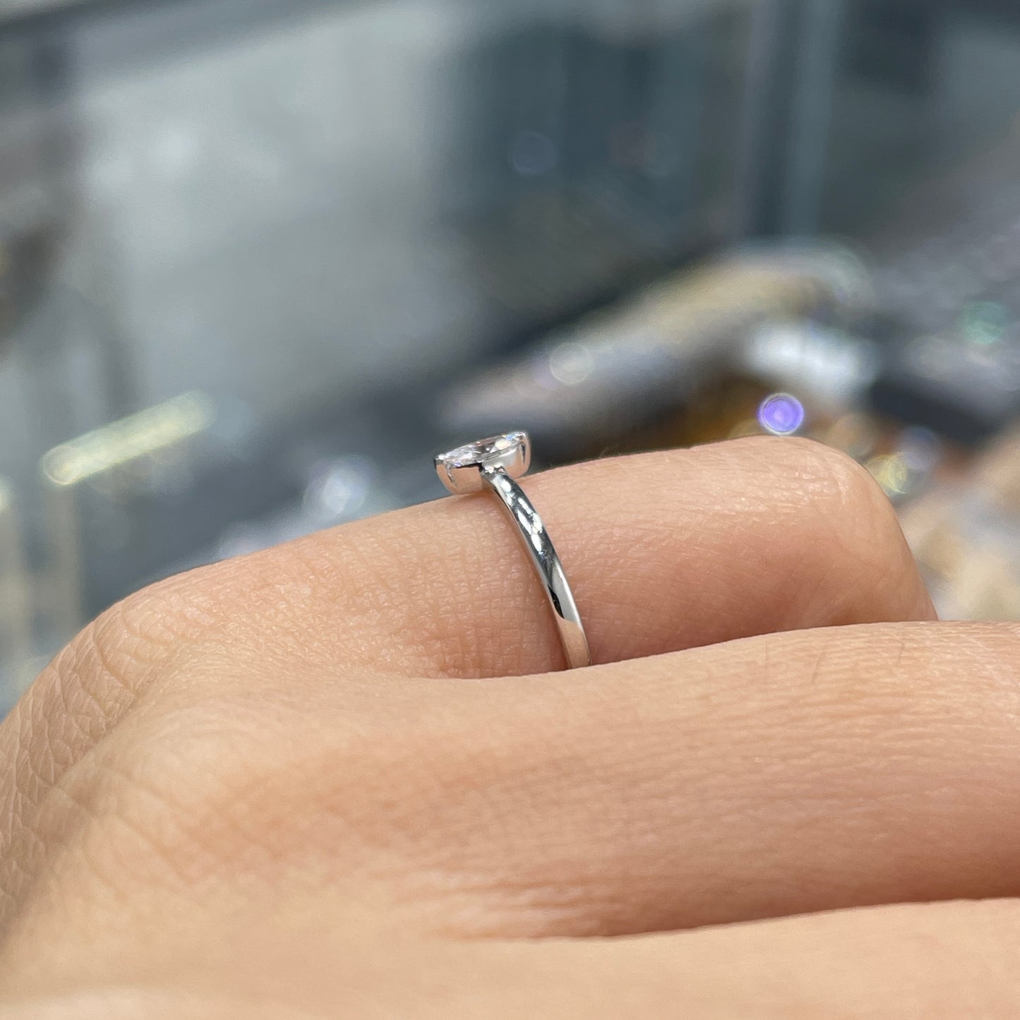 Lab diamond marquise shape 0.1ct pinky ring