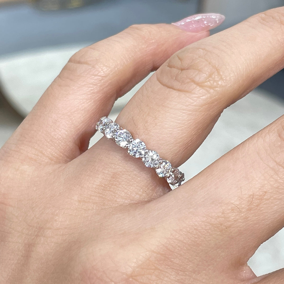 9k Lab diamond round 3ct full eternity ring