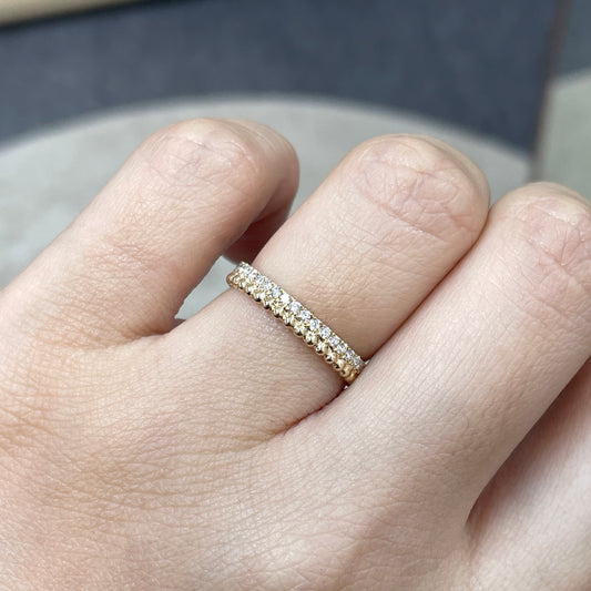 9k Lab diamond round 0.35ct milgrain dewdrop full eternity ring