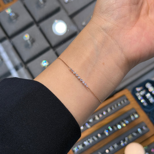 Lab diamond round 0.25ct diamond bar bracelet