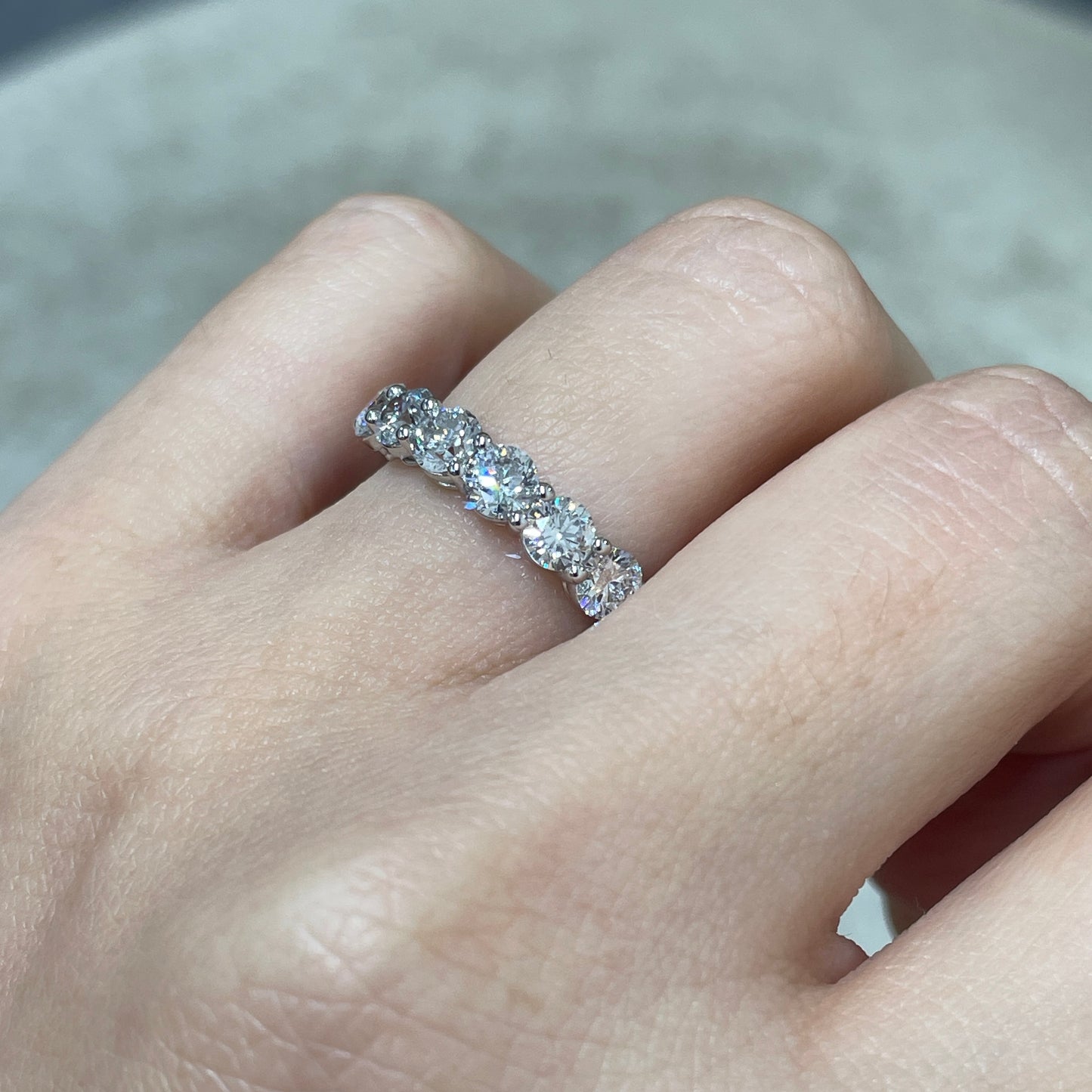 Lab diamond round 1.5ct half eternity ring