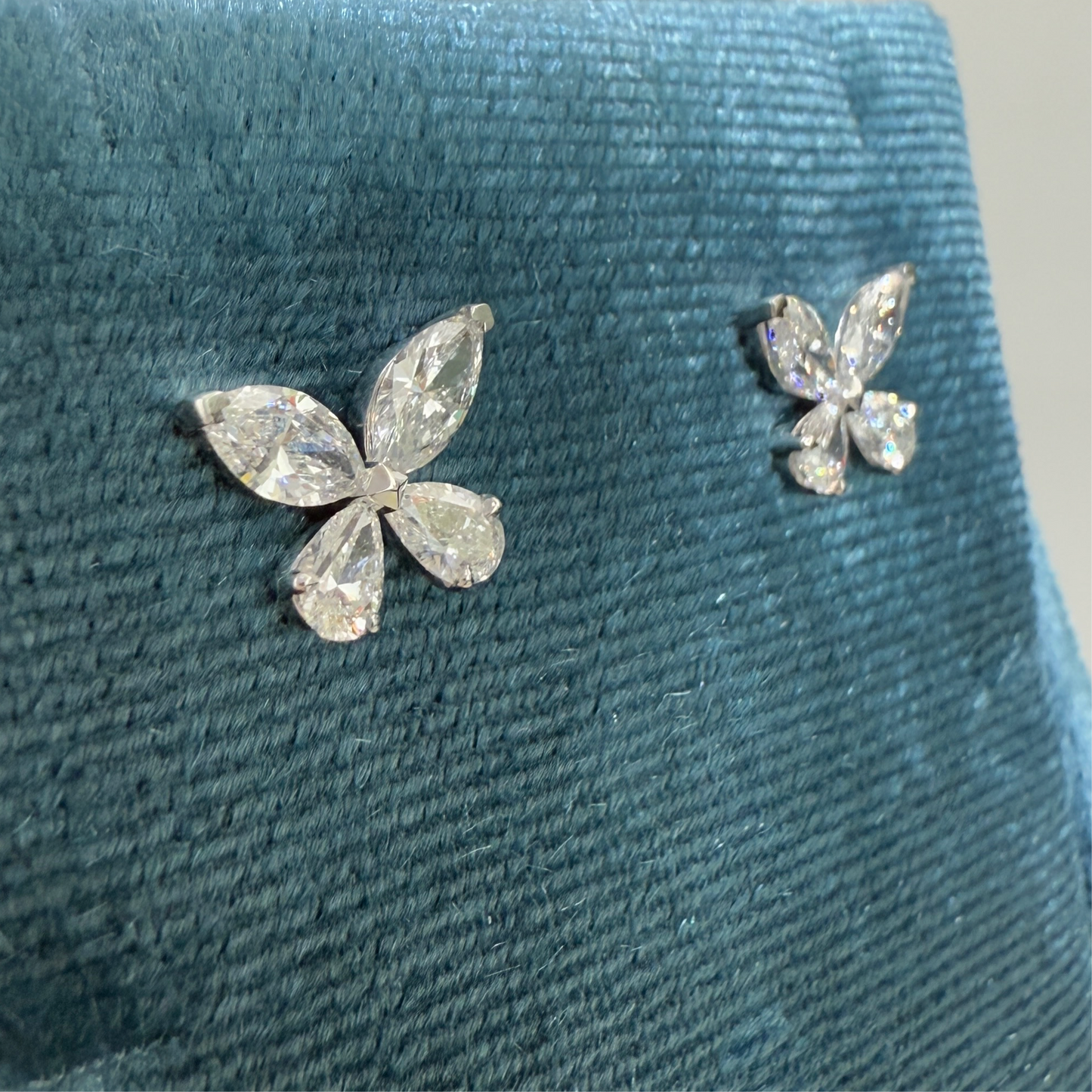 Lab diamond Marquise and Pear shape 1.6ct butterfly stud earrings-pair