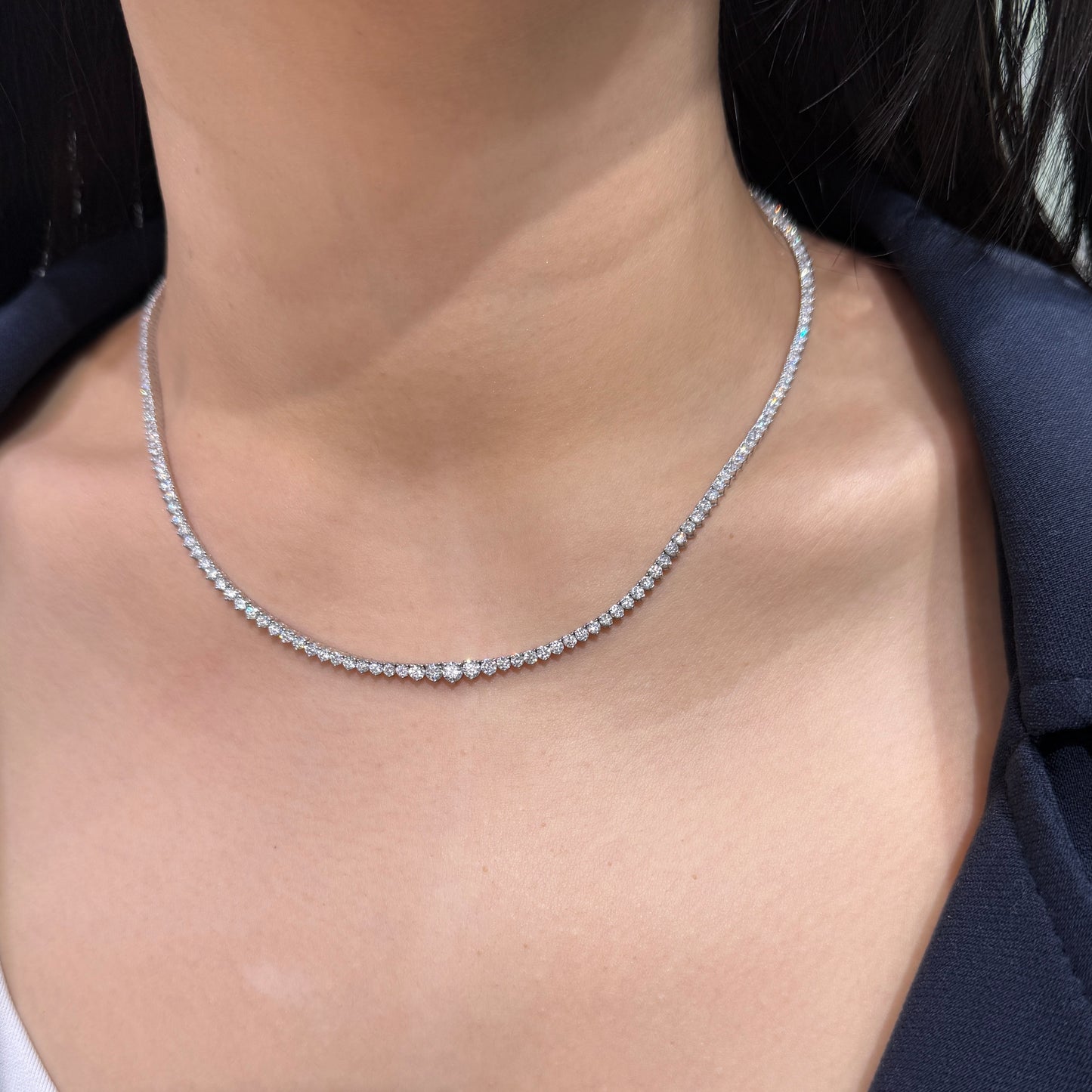 Lab diamond 7ct three-prong tennis necklace his