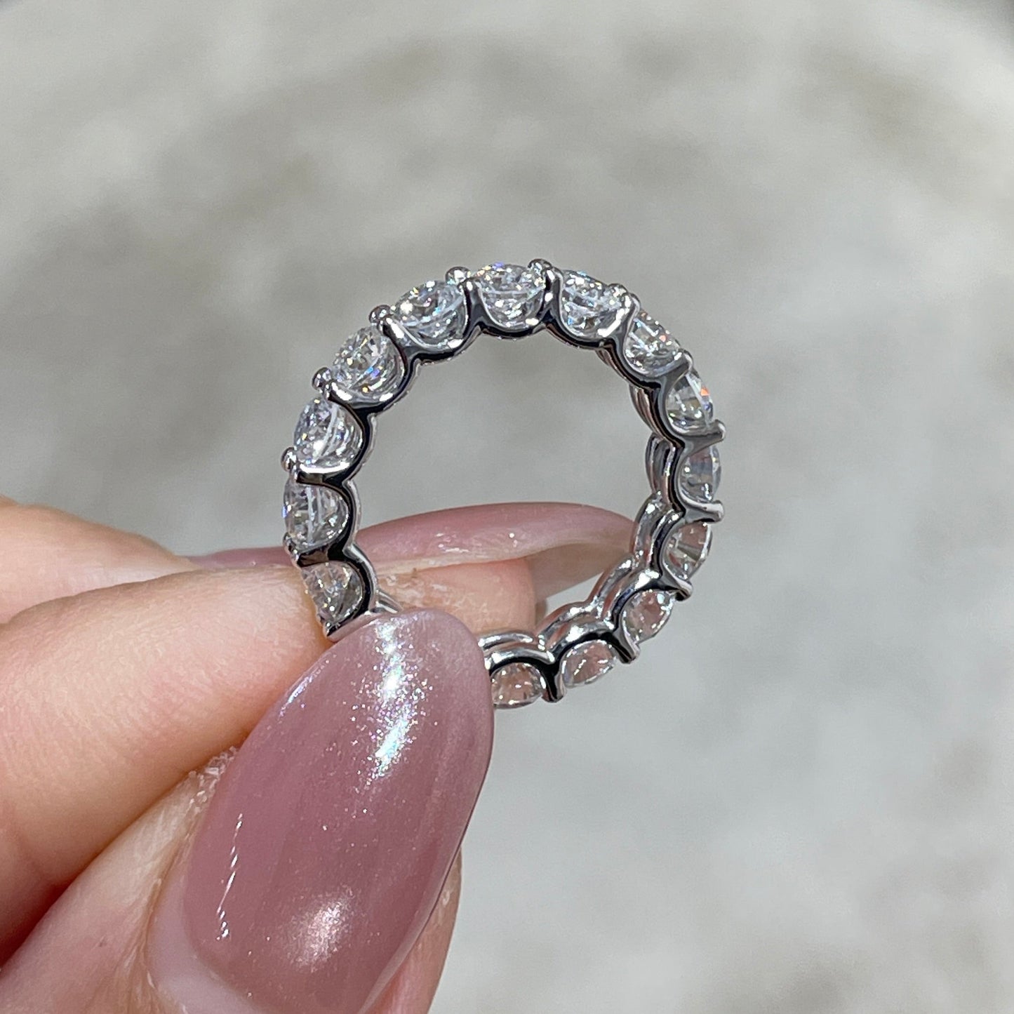 Lab diamond round 2.25ct U-prong full eternity pinky ring