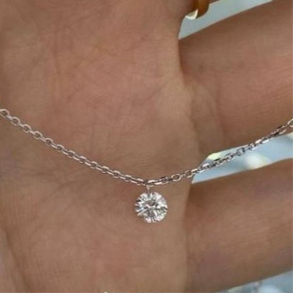 Lab diamond round 0.25ct Floating Diamond necklace