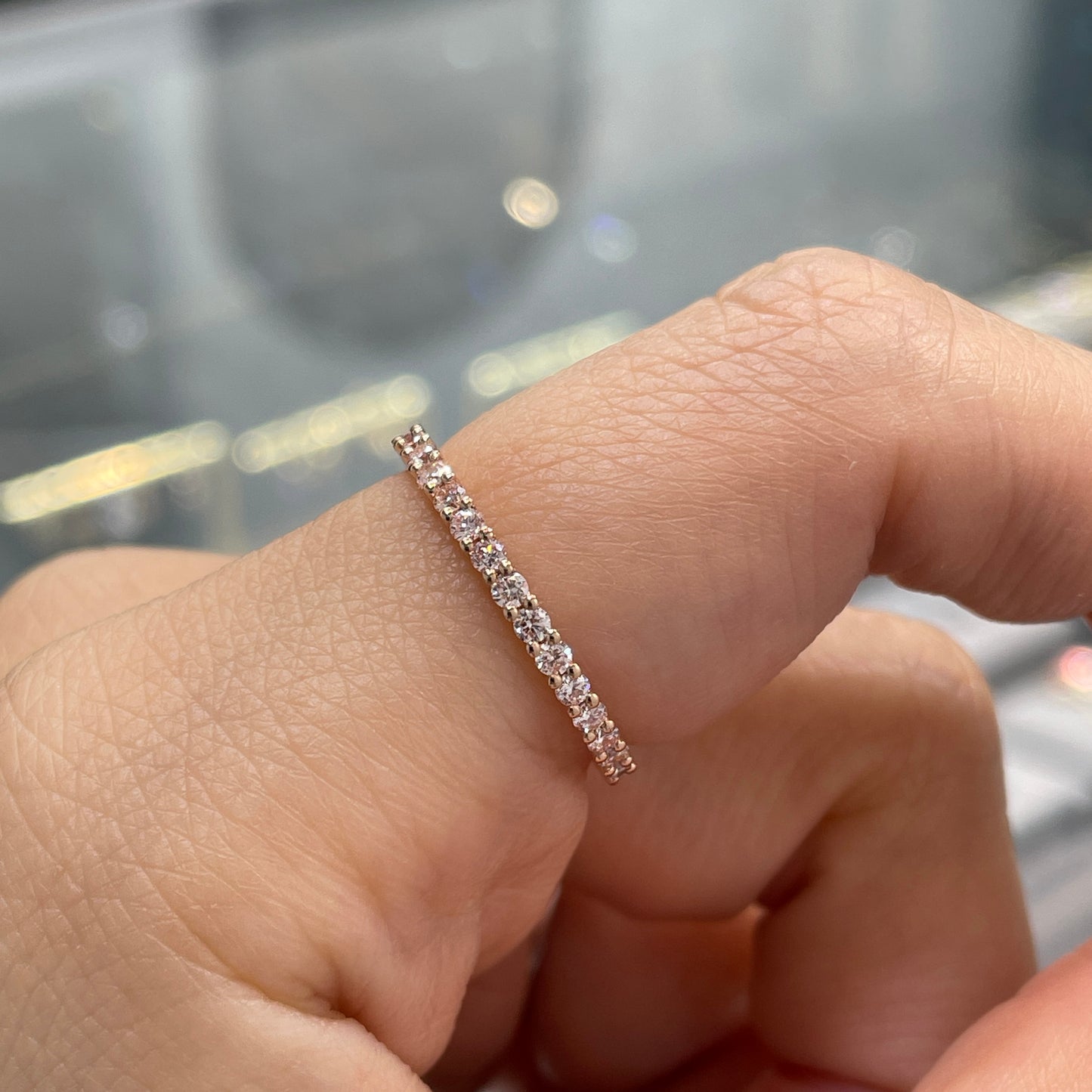 Lab pink diamond round 0.8ct full eternity ring