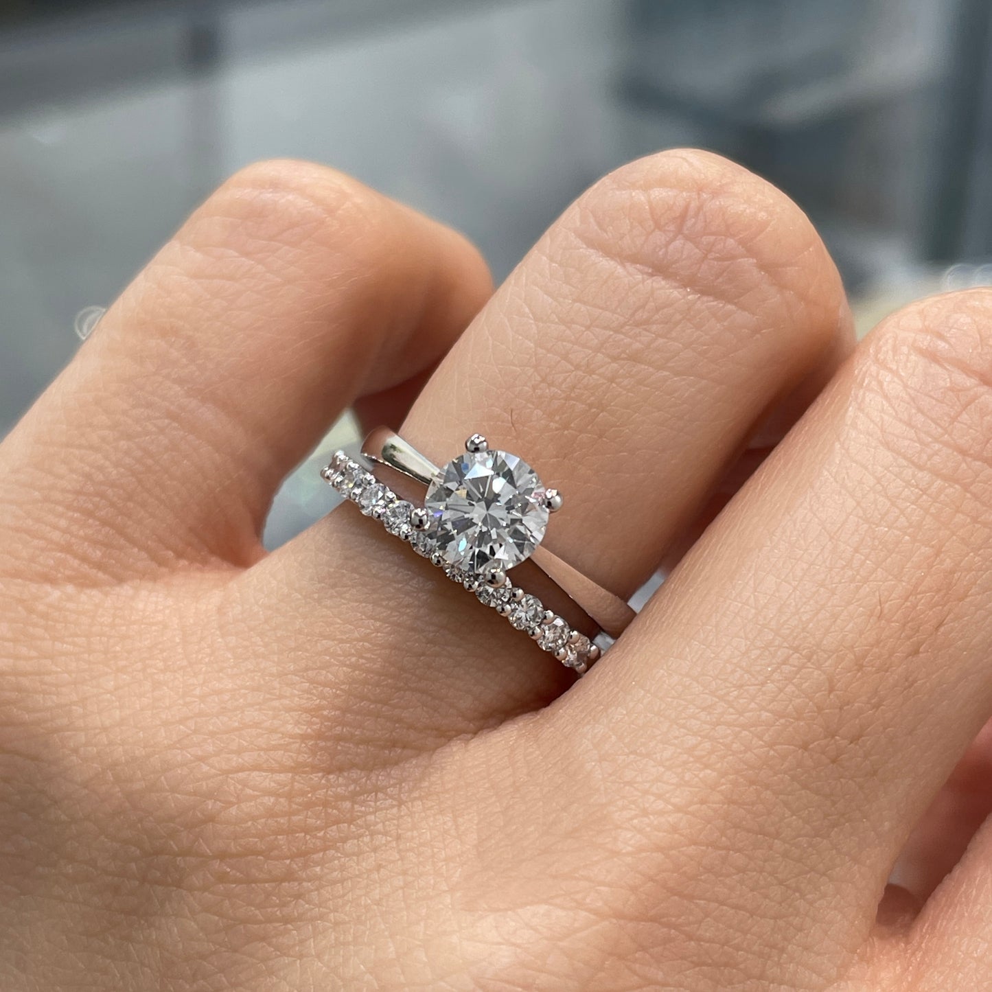 Lab diamond round 1.1ct classic four-prong solitaire ring