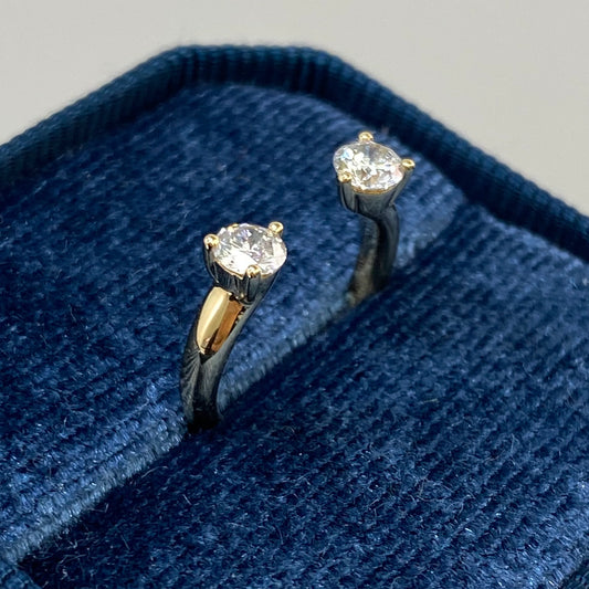 lab daimond Round 0.4ct duo invisible open pinky ring