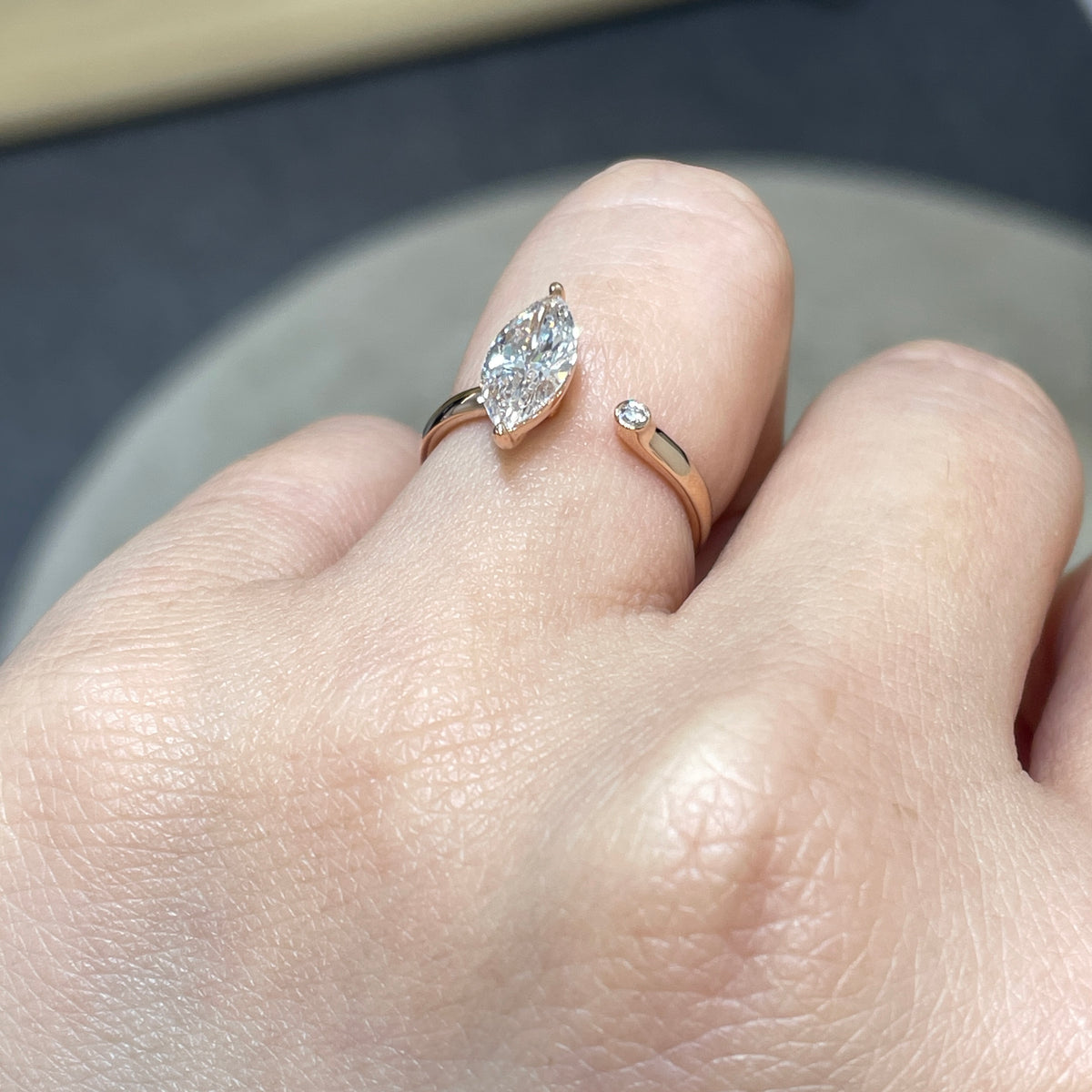 IGI Lab diamond marquise shape 1ct open ring