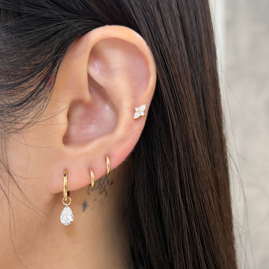 18k Plain 6mm hoop earring - each