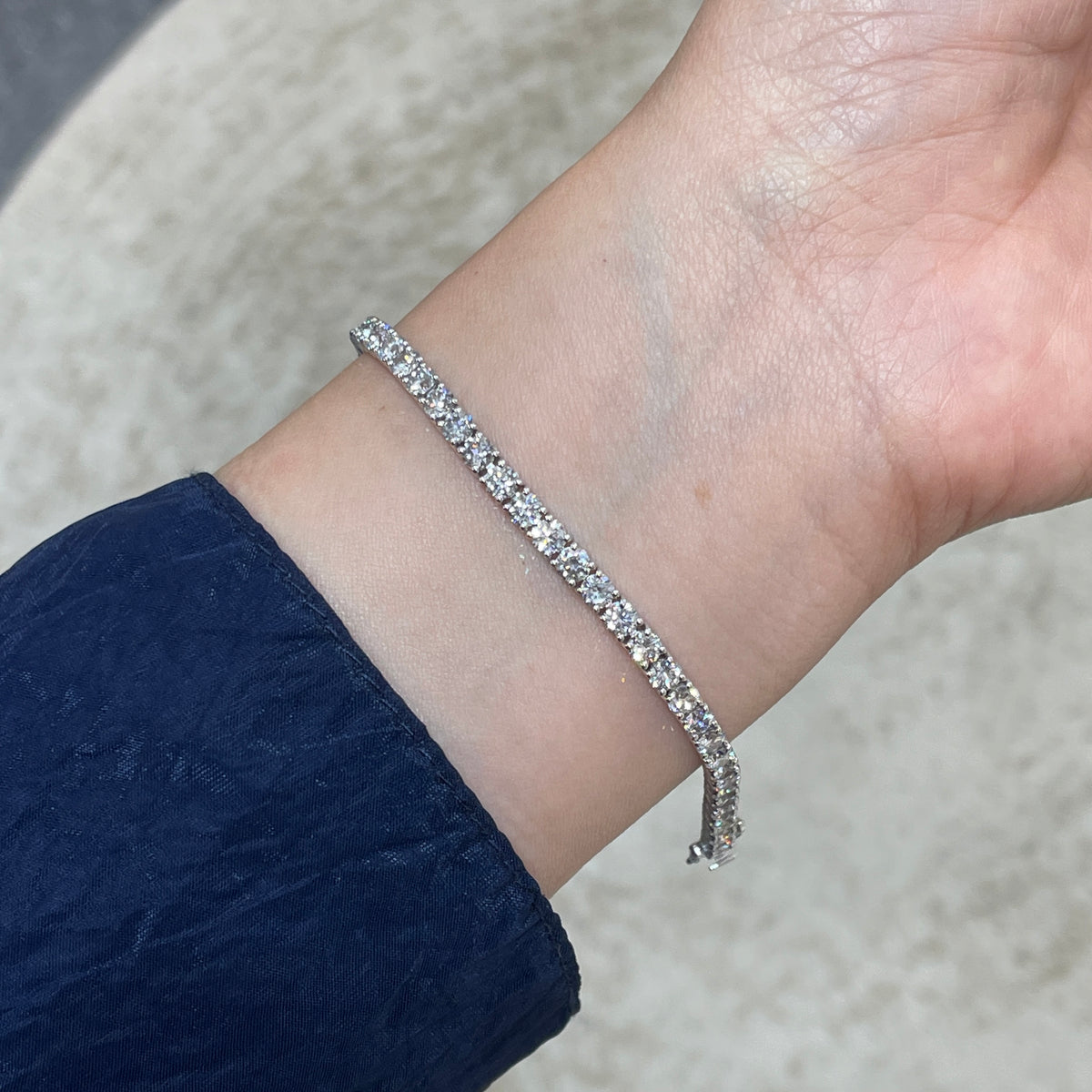 Lab diamond round 6.3ct classic four-prong tennis bracelet