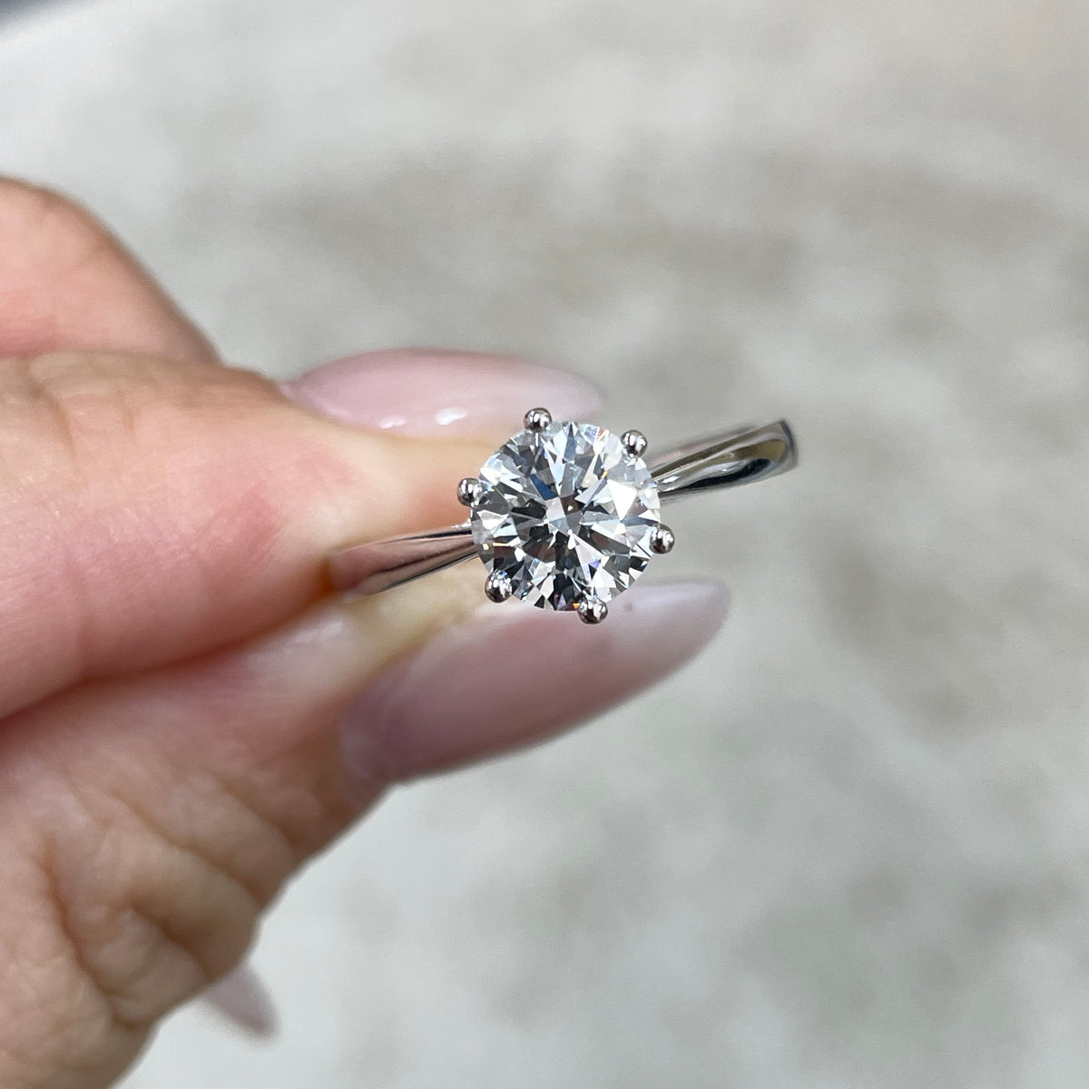 IGI lab diamond round 1.2ct six-prong underhalo ring