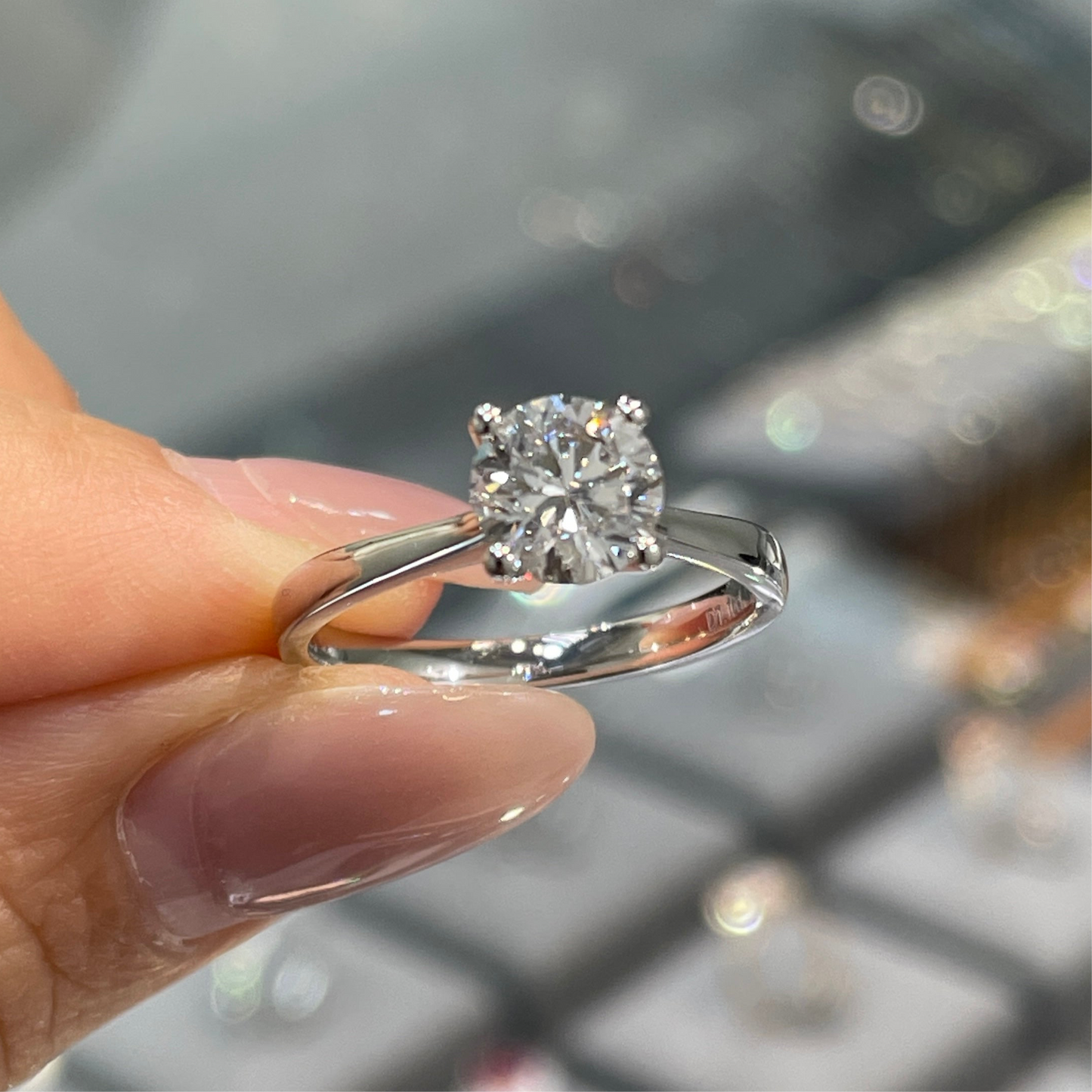 Lab diamond round 1.1ct classic four-prong solitaire ring