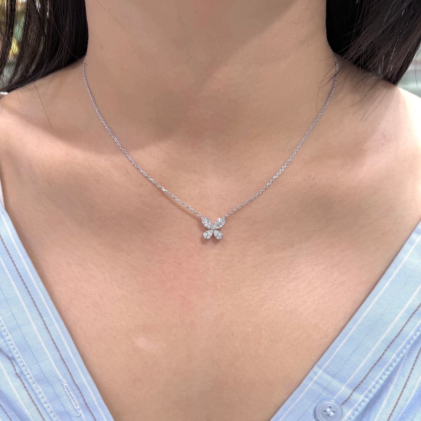 Lab diamond Marquise and Pear shape 1ct butterfly necklace