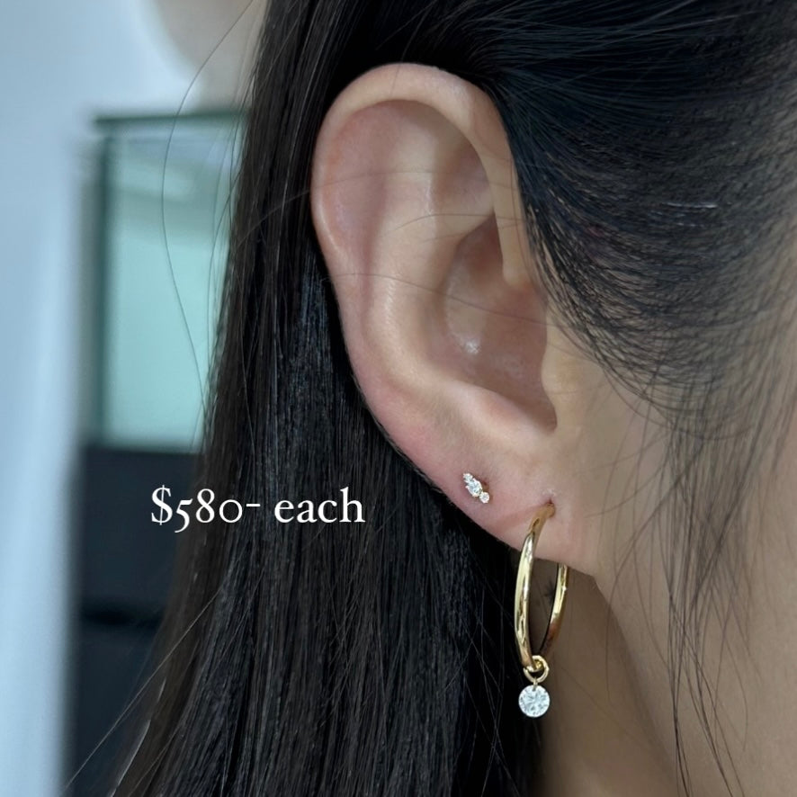 Lab diamond round trio stud earring-each